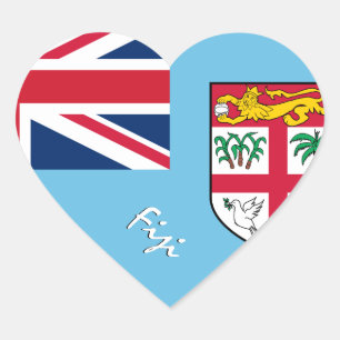 Fiji Heart Sticker, Patriotic Fijian Flag Sticker