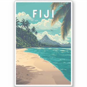 Fiji Illustration Travel Art Vintage