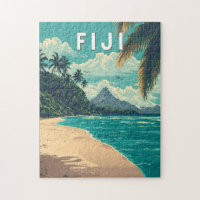 Fiji Illustration Travel Art Vintage