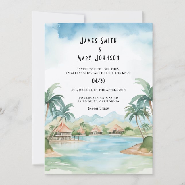 Fiji Island destination wedding Invitation (Front)