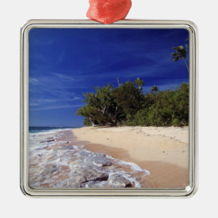 Fiji Islands, Tavarua. This beach on Tavarua, Metal Ornament