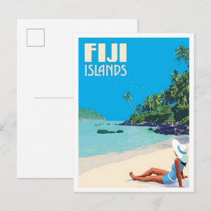 Fiji Islands Vintage Art Travel Postcard
