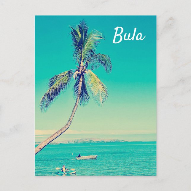 Fiji Islands vintage coconut palm trees travel Postcard (Front)