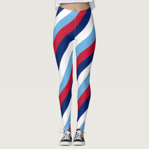 Fiji National Flag Colours Diagonal Striped Leggings