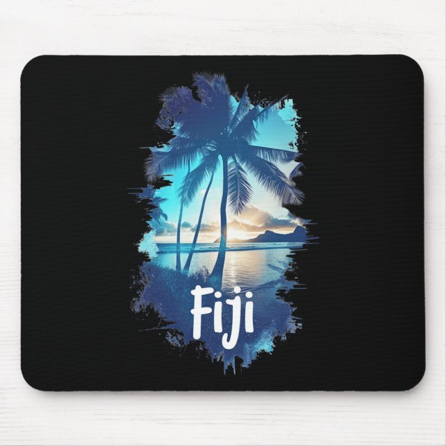 Fiji Palm Trees Beach Sunset Vacation Souvenir For Mouse Pad (Front)
