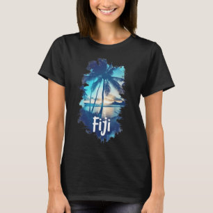 Fiji Palm Trees Beach Sunset Vacation Souvenir For T-Shirt