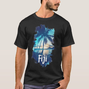 Fiji Palm Trees Beach Sunset Vacation Souvenir For T-Shirt