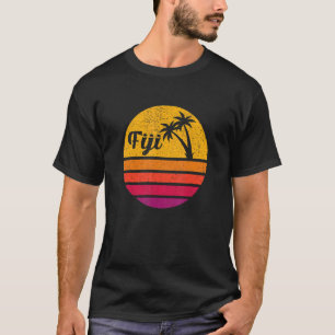 Fiji Retro Style 70s 80s Vintage Palm Tree Sunset T-Shirt