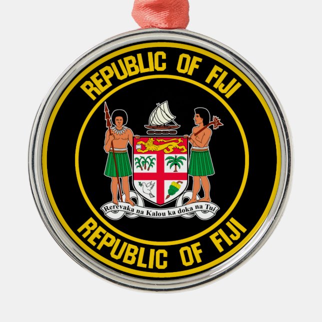 Fiji Round Emblem Metal Ornament (Front)