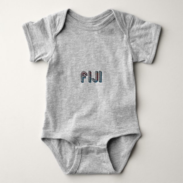 Fiji South Pacific Country Flag Typography Baby Bodysuit (Front)