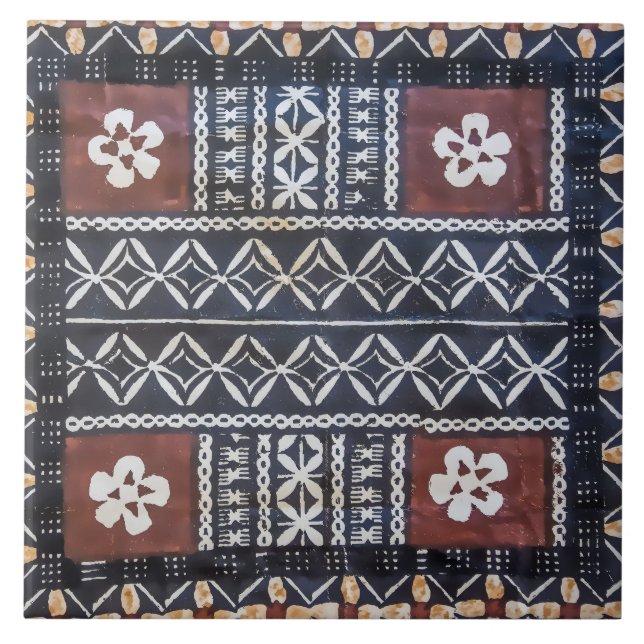 Fiji Tapa Cloth Print Ceramic Tile (Front)