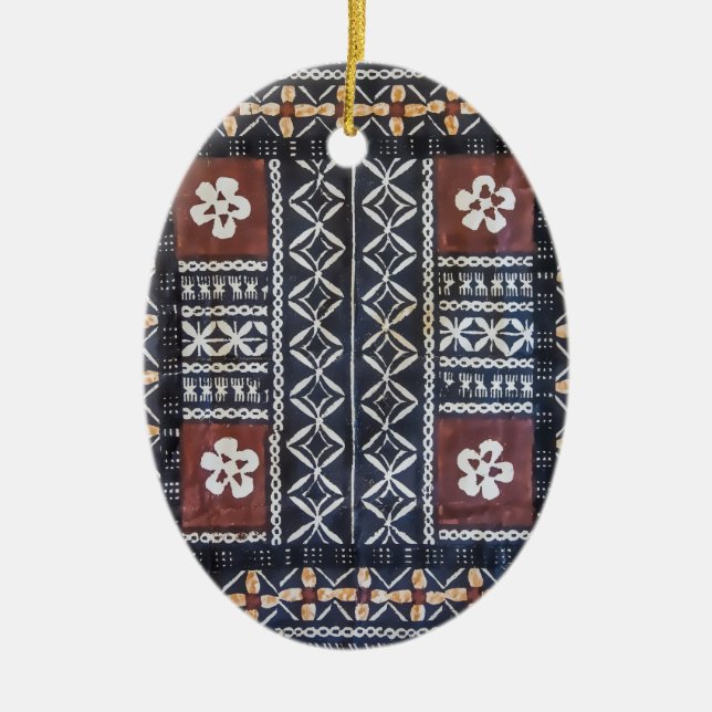 Fiji Tapa Cloth Print Ornament (Front)