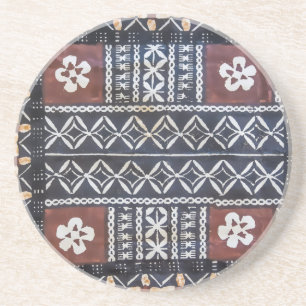 Fiji Tapa Cloth Print Sandstone Coasters
