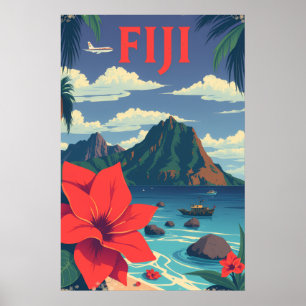 Fiji Travel Vintage Tropical Island Art Poster