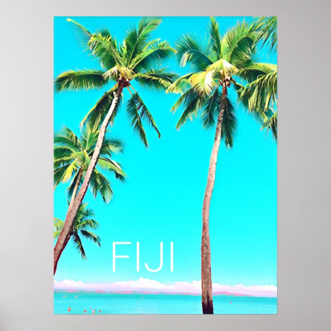 Fiji tropical coconut palm trees travel print (Front)