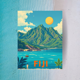 Fiji Tropical Island Beach Travel Art Postcard
