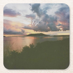 Fiji Tropical Island Flexible Photo Magnet Square Paper Coaster