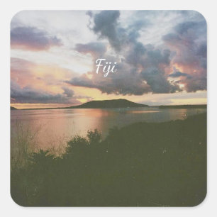 Fiji Tropical Island Flexible Photo Magnet Square Sticker