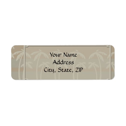 Fiji: Tropical Palm Trees in Taupe, Creme, Blue Return Address Label
