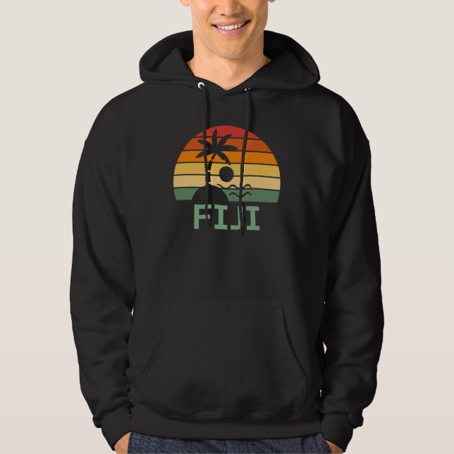 Fiji Vintage Palm Trees Summer Beach Hoodie (Front)