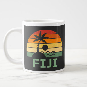 Fiji Vintage Palm Trees Summer Beach Large Coffee Mug