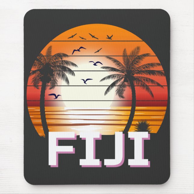 Fiji Vintage Palm Trees Summer Beach Mouse Pad (Front)