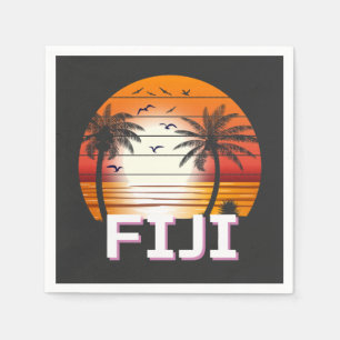 Fiji Vintage Palm Trees Summer Beach Napkin