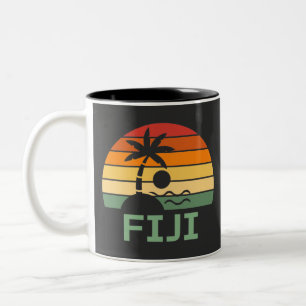 Fiji Vintage Palm Trees Summer Beach Two-Tone Coffee Mug