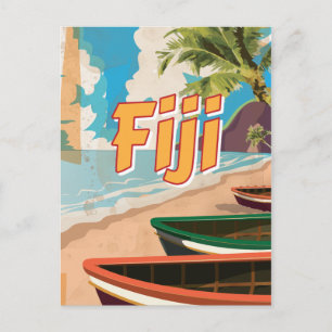 Fiji Vintage travel poster Postcard