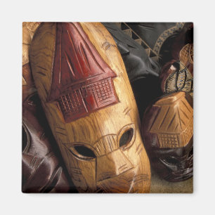 Fiji, Viti Levu Masks at a town market. Magnet
