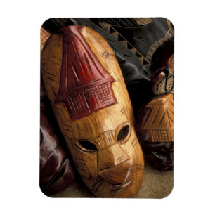 Fiji, Viti Levu Masks at a town market. Magnet