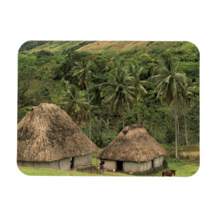 Fiji, Viti Levu, Navala, Traditional Bure houses Magnet