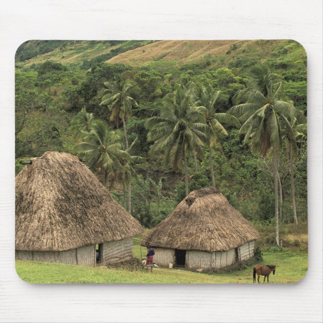 Fiji, Viti Levu, Navala, Traditional Bure houses Mouse Pad (Front)