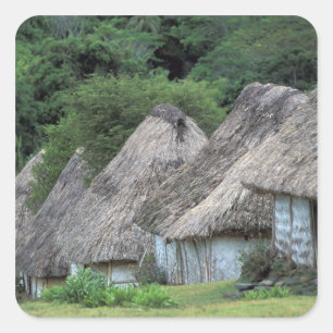 Fiji, Viti, Traditional hut houses. Square Sticker