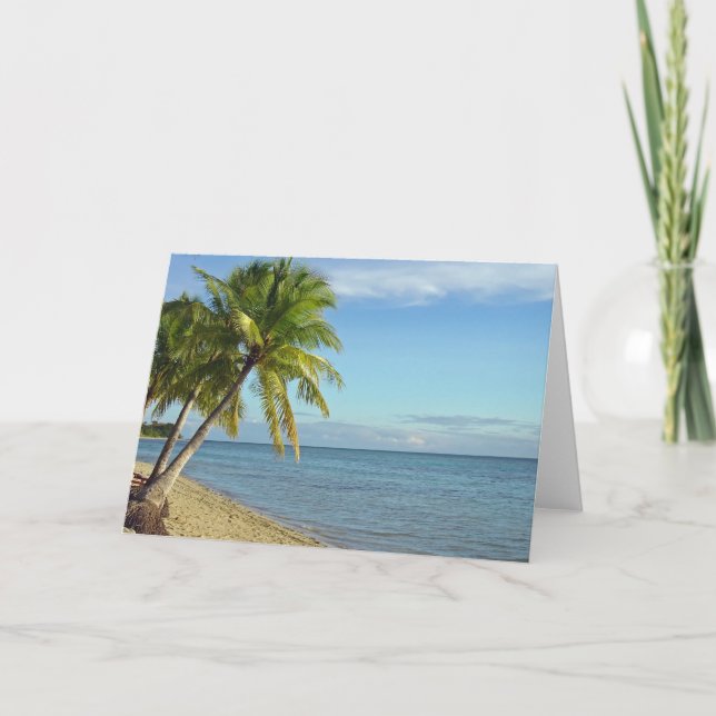 Fijian Beach and Palm Trees Card (Front)