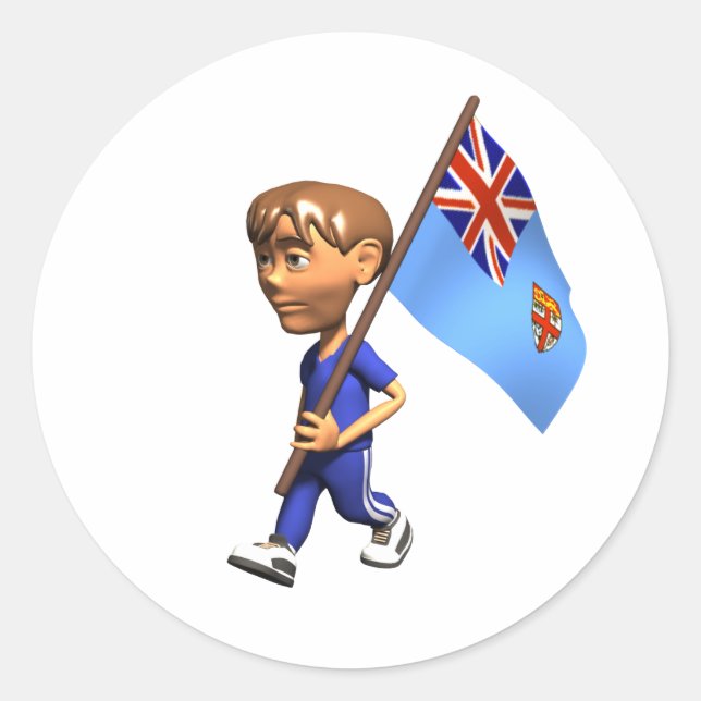 Fijian Boy Classic Round Sticker (Front)