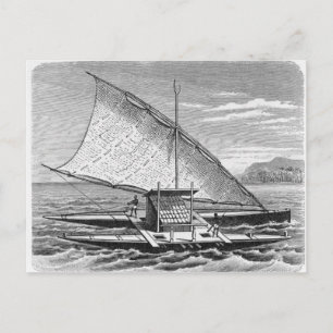 Fijian double canoe from The History of Postcard
