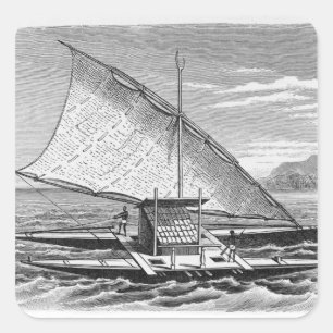 Fijian double canoe from The History of Square Sticker