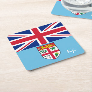 Fijian flag & Fiji wedding party, rugby /sports Square Paper Coaster