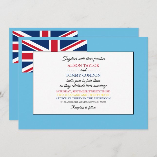 Fijian Flag, Flag of Fiji Wedding Invitation (Front/Back)