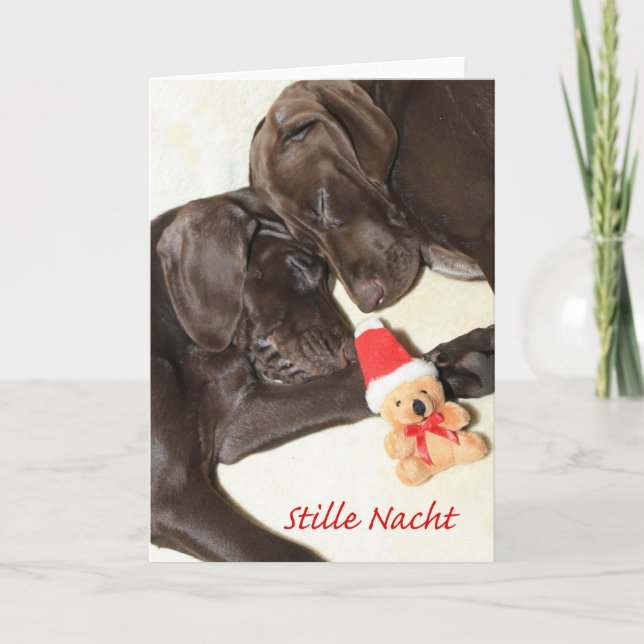Fijne Kerstdagen German Pointer Sisters Holiday Card (Front)