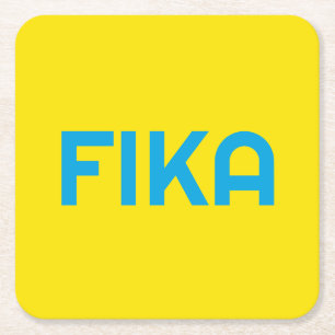 FIKA Bold Yellow and Blue Square Paper Coaster
