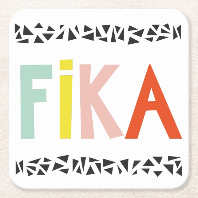 Fika Colours Black Square Paper Coaster (Front)