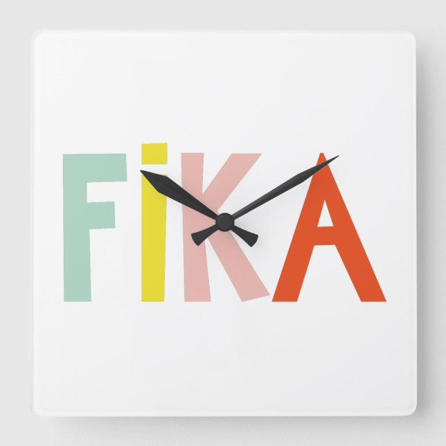 Fika Colours Square Wall Clock (Front)