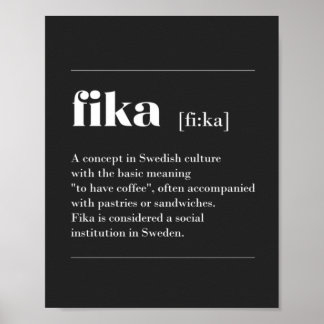 Fika definition the coffee break from Sweden T-Shi Poster