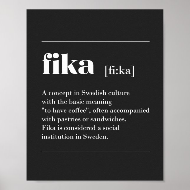 Fika definition the coffee break from Sweden T-Shi Poster (Front)