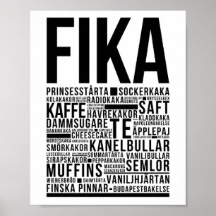 Fika swedish coffee sweets Typography  Poster