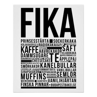 Fika swedish coffee sweets Typography  Poster