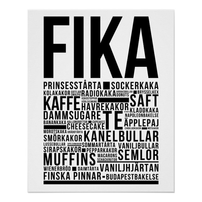 Fika swedish coffee sweets Typography  Poster (Front)