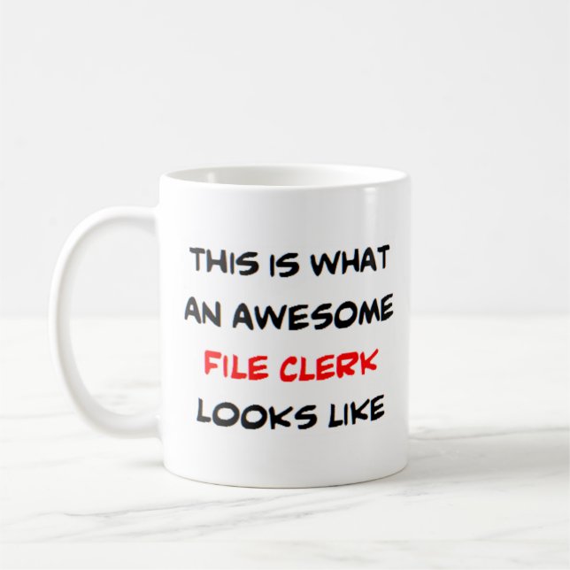 file clerk, awesome coffee mug (Left)